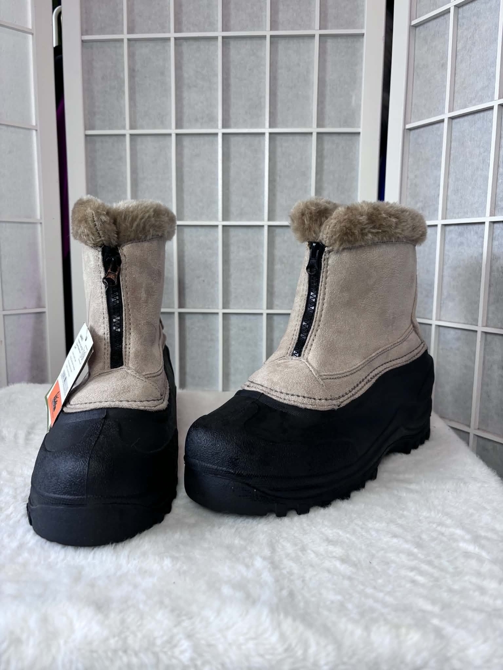 Itasca Beige Suede Winter Boot with Black Rubber Sole
